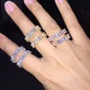 Thin Baguette T Ring Engagement Handmade Rainbow Trapezoid Stone Rings