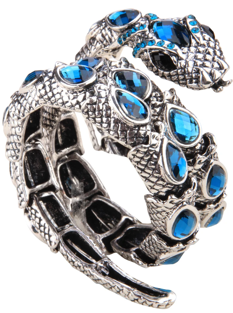 YACQ Stretch Snake Bracelet Armlet Upper Arm Cuff Women Punk Rock Crystal Bangle Jewelry Gold Silver Color Dropshipping A32