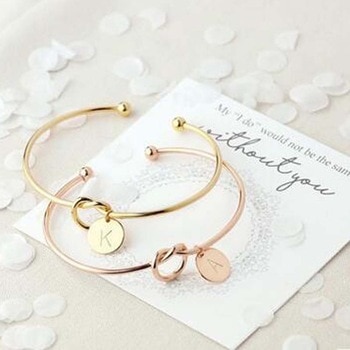 Hot Rose Gold/Silver Alloy Letter Bracelet Snake Chain Charm Bracelet Female Personality Jewelry