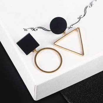 Fashion Geometric Stud Earrings For Women Round Triangle Design Elegant Earrings