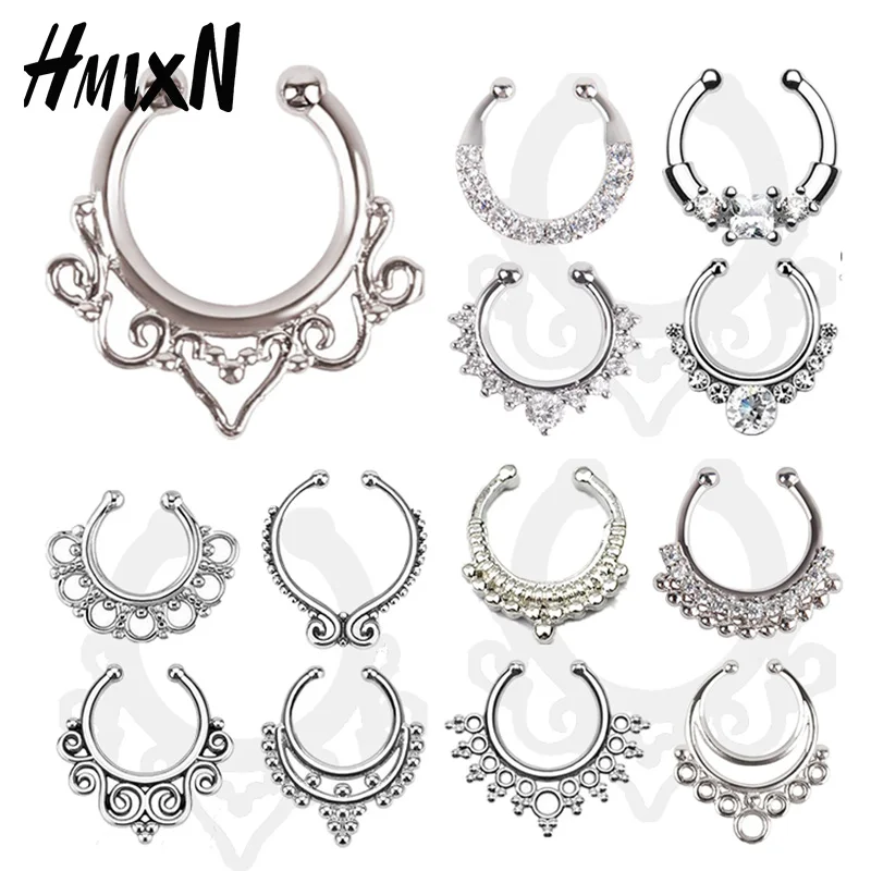 Fashion Crystal fake nose ring round shape Fake septum Piercing Hoop For Women Body Jewelry Fashion Crystal fake nose ring round shape Fake septum Piercing Hoop For Women Body Jewelry
