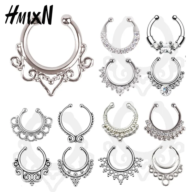 Fashion Crystal fake nose ring round shape Fake septum Piercing Hoop For Women Body Jewelry