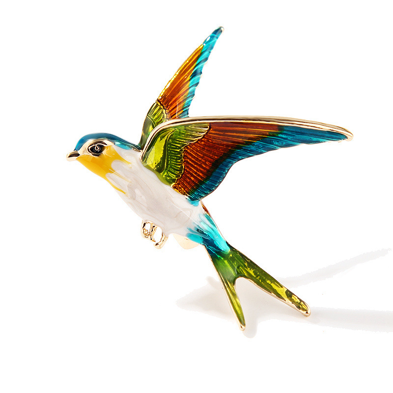2021 Fashion Enamel Flying Swallow Brooch Pins For Women Animal Bird Broche Jewelry Gift