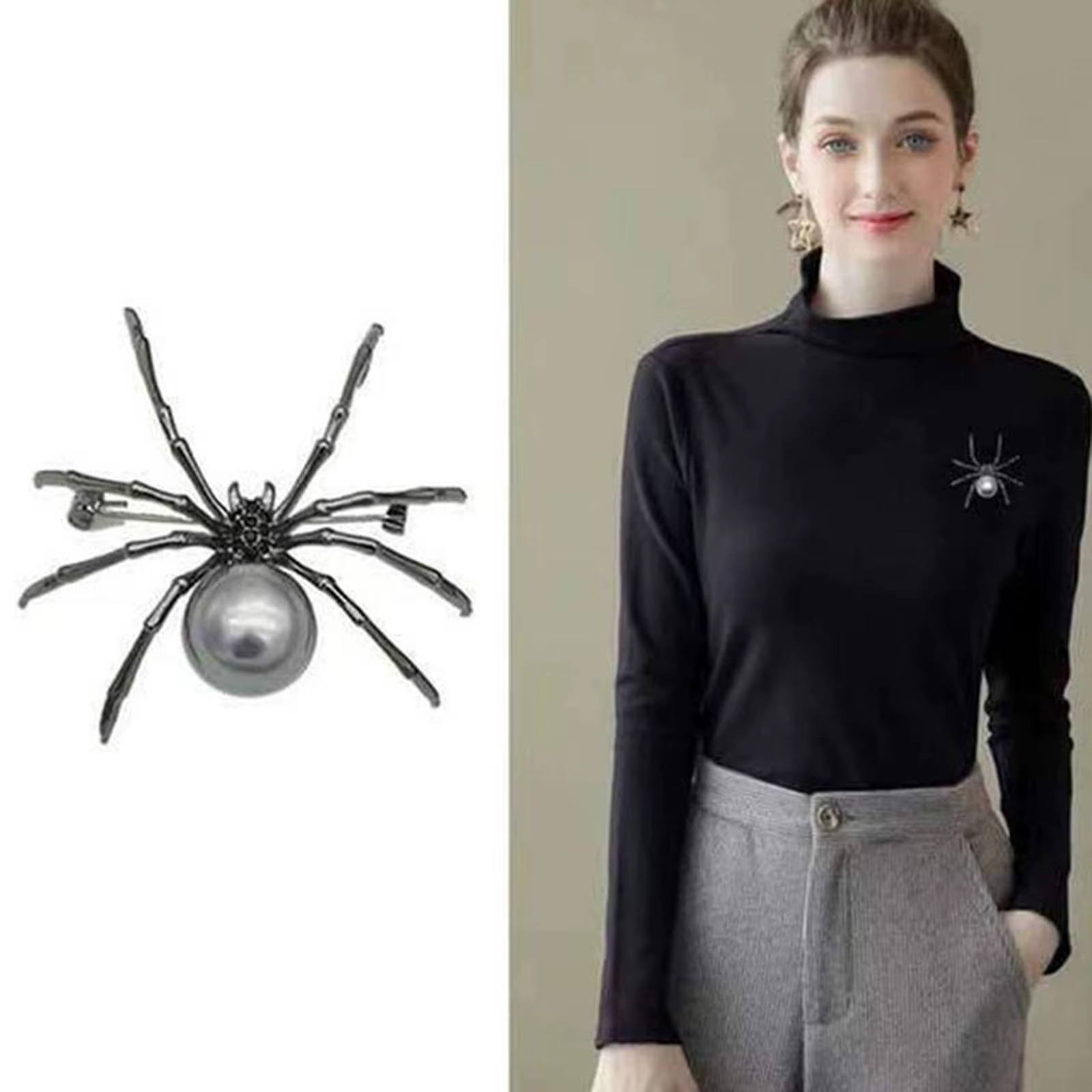 Halloween Women's Imitation Pearl Brooch, Body And Micro Pave Spider, Jewelry , Black Women Jewelry Accessory значки на портфель Halloween Women's Imitation Pearl Brooch, Body And Micro Pave Spider, Jewelry , Black Women Jewelry Accessory значки на портфель
