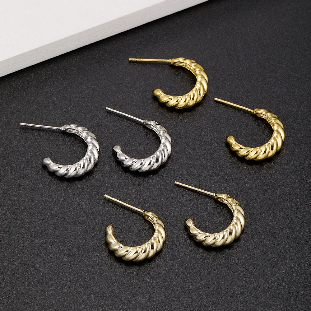 C Shape Twist Croissant Earrings For Women Stainless Steel Hoop Earrings Circle Round Earring Female Fashion Jewelry Orecchini C Shape Twist Croissant Earrings For Women Stainless Steel Hoop Earrings Circle Round Earring Female Fashion Jewelry Orecchini