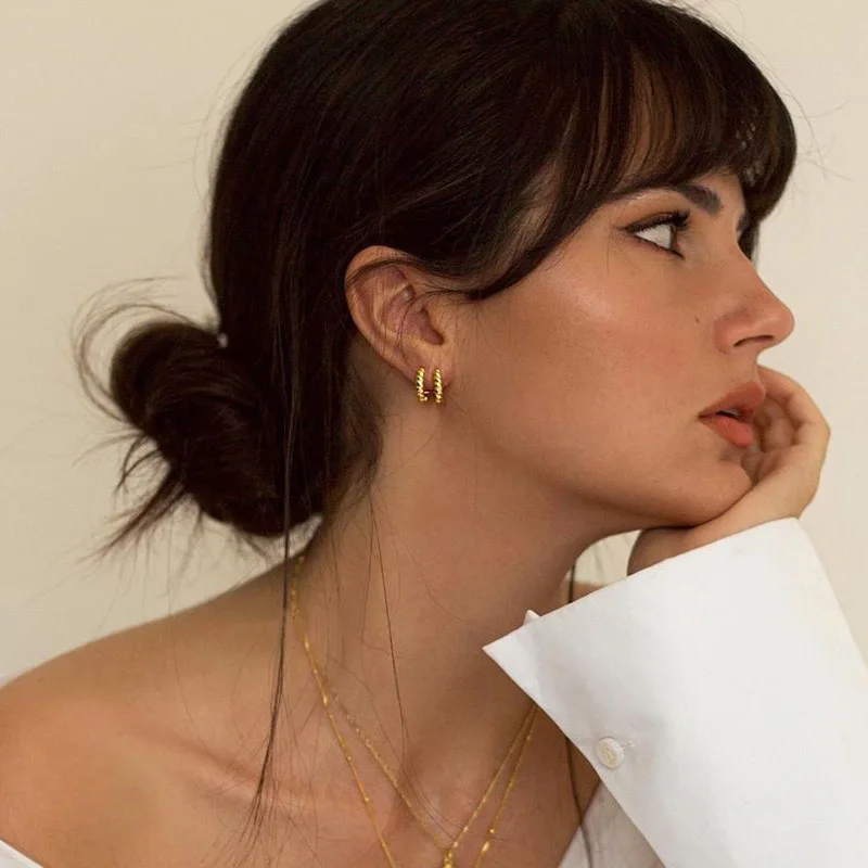 C Shape Twist Croissant Earrings For Women Stainless Steel Hoop Earrings Circle Round Earring Female Fashion Jewelry Orecchini C Shape Twist Croissant Earrings For Women Stainless Steel Hoop Earrings Circle Round Earring Female Fashion Jewelry Orecchini