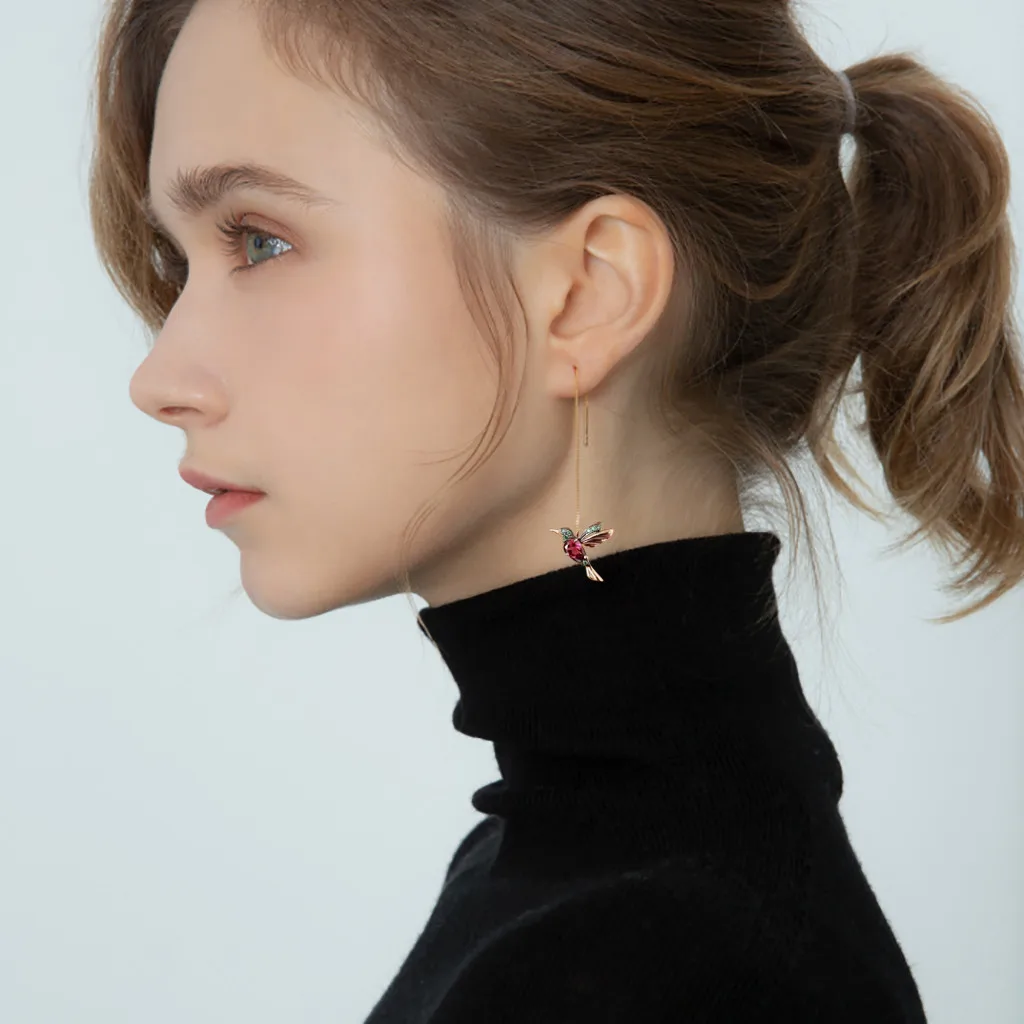 Unique Long Drop Earrings Bird Pendant Tassel Crystal Pendant Earrings Ladies Jewelry Design Earings Fashion серьги