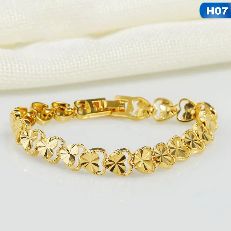 Gold Plated Dubai Gold Bracelets Bangle Love Heart Bracelet Femme Charm Female Bijoux Valentine's Day Gift For Women Gold Plated Dubai Gold Bracelets Bangle Love Heart Bracelet Femme Charm Female Bijoux Valentine's Day Gift For Women