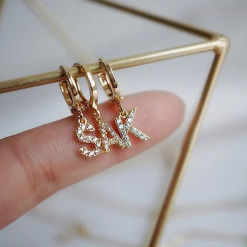 A-Z 6mm Custom Initial Earrings Letter Micro-encrusted Zircon Earrings Alphabet Girlfriends Student Earrings Small Earrings A-Z 6mm Custom Initial Earrings Letter Micro-encrusted Zircon Earrings Alphabet Girlfriends Student Earrings Small Earrings