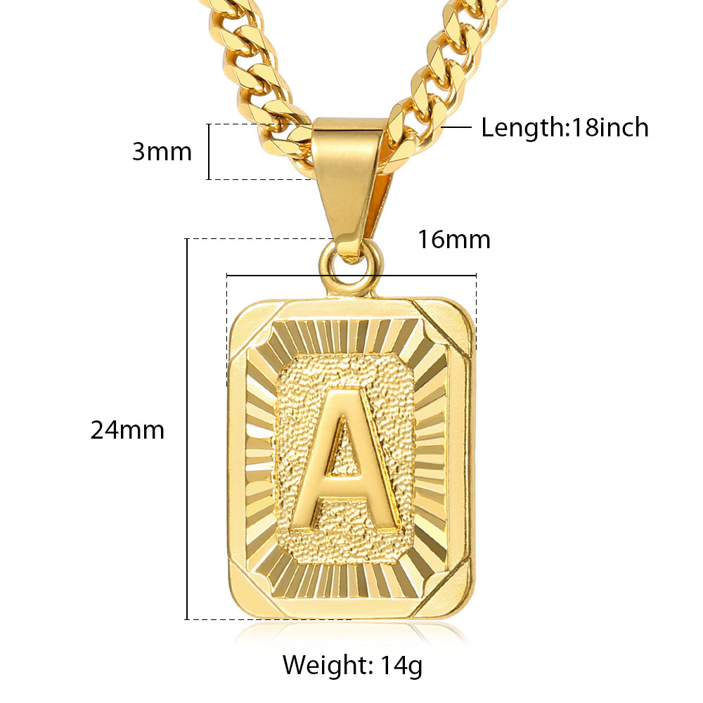 A-Z Pendant Letter Necklace for Men Women Stainless Steel Curb Cuban Chain Wholesale Dropshipping Jewelry US Stock 18inch DGP62 A-Z Pendant Letter Necklace for Men Women Stainless Steel Curb Cuban Chain Wholesale Dropshipping Jewelry US Stock 18inch DGP62