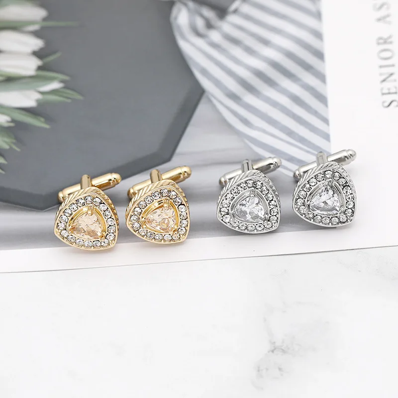 Men's Enamel Crystal Cufflinks Wedding Party Cufflink French Shirt Cuff Buttons Cuff Links Luxury Rhinestone Silver Gold Color
