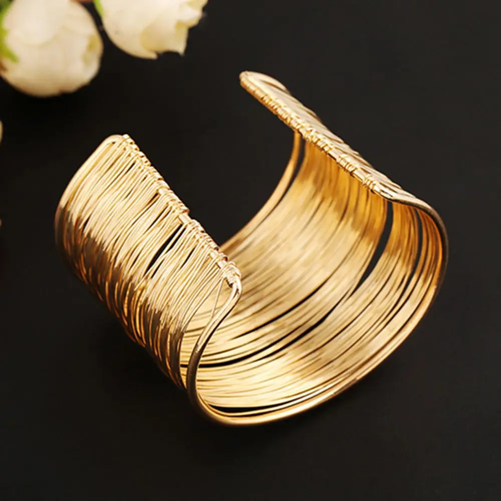 Fashion Women Multilayer Metal Wires Strings Open Bangle Wide Cuff Bracelet Girls Fashion Jewelry Accessories hand ring bracelet Fashion Women Multilayer Metal Wires Strings Open Bangle Wide Cuff Bracelet Girls Fashion Jewelry Accessories hand ring bracelet