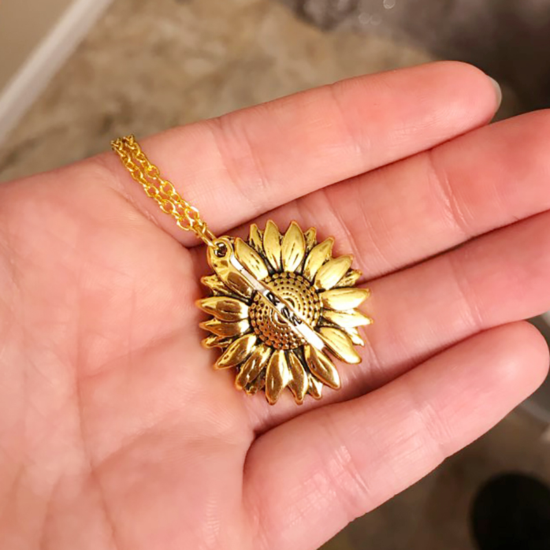 You Are My Sunshine Open Locket Sunflower Pendant Necklace Boho Jewelry Best Friendship Gifts Bff Letter Necklace Collier