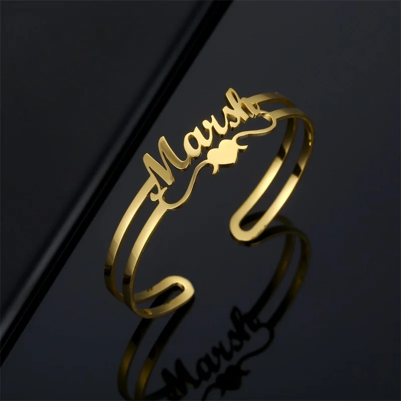 Customized Classic Nameplate Name Bracelet Personalized Custom Cuff Bangles Women Men Rose Gold Stainless Steel Jewelry Customized Classic Nameplate Name Bracelet Personalized Custom Cuff Bangles Women Men Rose Gold Stainless Steel Jewelry