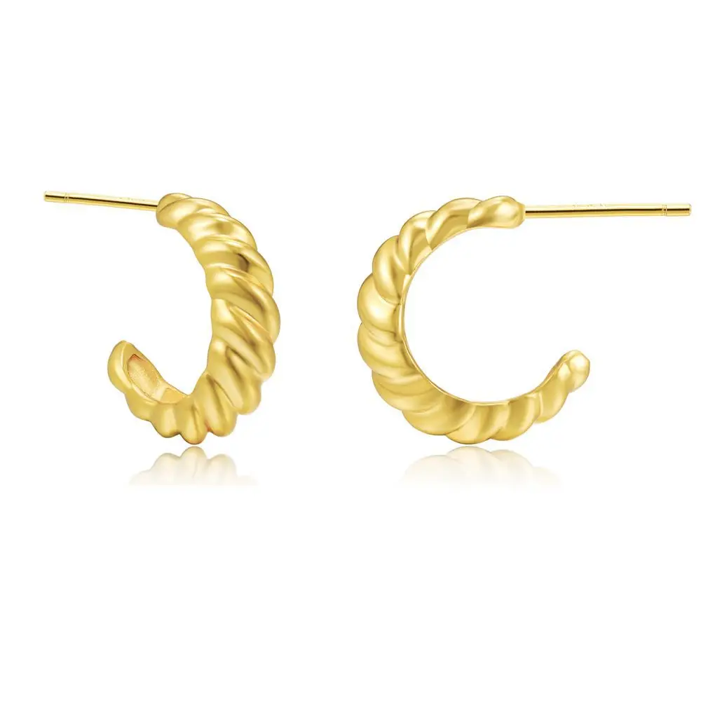 C Shape Twist Croissant Earrings For Women Stainless Steel Hoop Earrings Circle Round Earring Female Fashion Jewelry Orecchini C Shape Twist Croissant Earrings For Women Stainless Steel Hoop Earrings Circle Round Earring Female Fashion Jewelry Orecchini