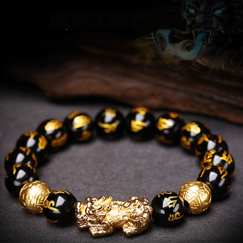 2PCS Obsidian Stone Beads Bracelet Pixiu Bracelet Black Wealth Bracelet Feng shui Bracelets Luck Bracelet for Women Men 2022