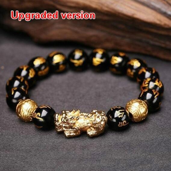 2PCS Obsidian Stone Beads Bracelet Pixiu Bracelet Black Wealth Bracelet Feng shui Bracelets Luck Bracelet for Women Men 2022