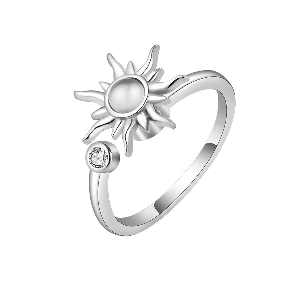 Anti Stress Anxiety Rings For Women Satinless Steel Sunflower Star Planet Spinner Rings Fidget Ring Jewelry 2022 Dropshipping