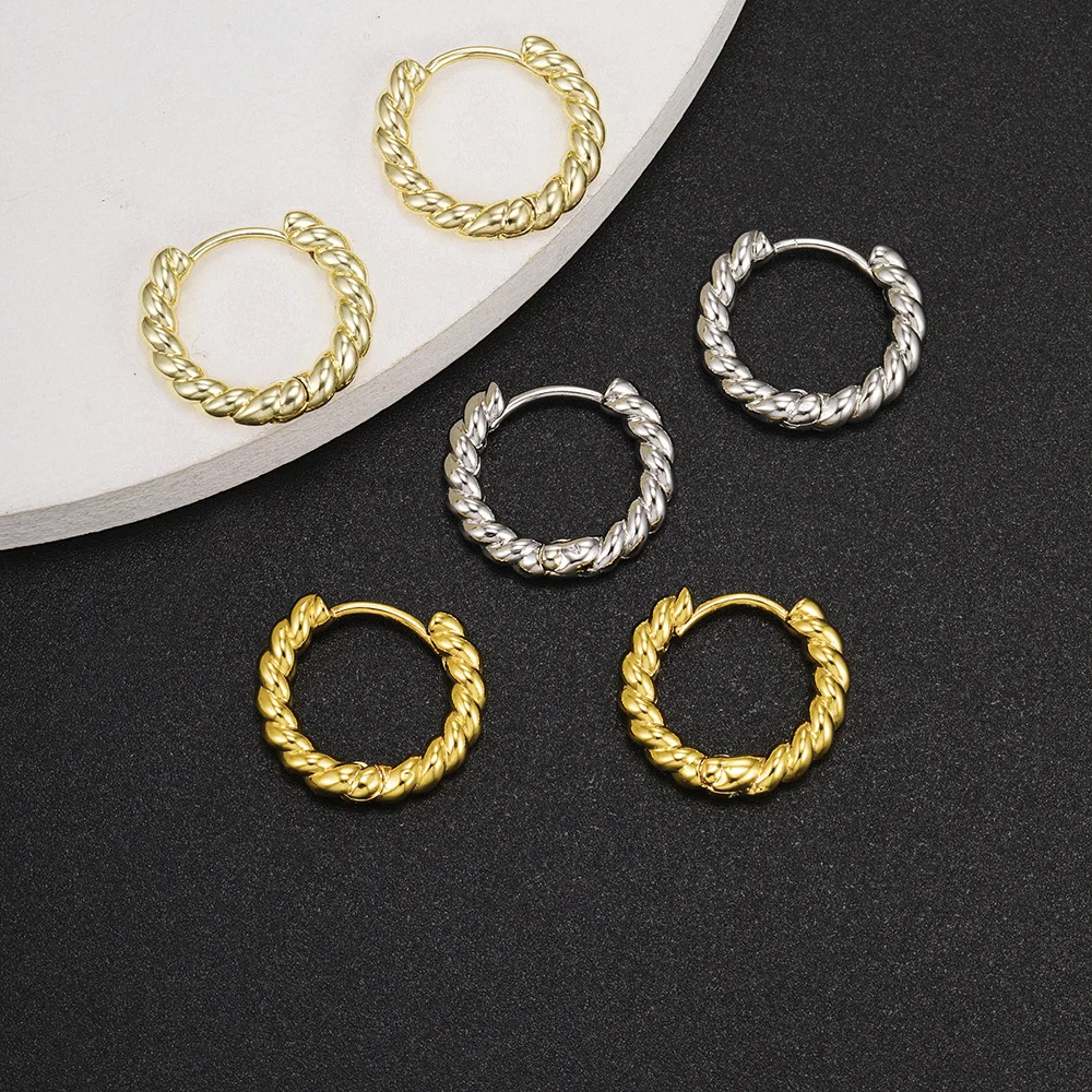 C Shape Twist Croissant Earrings For Women Stainless Steel Hoop Earrings Circle Round Earring Female Fashion Jewelry Orecchini C Shape Twist Croissant Earrings For Women Stainless Steel Hoop Earrings Circle Round Earring Female Fashion Jewelry Orecchini