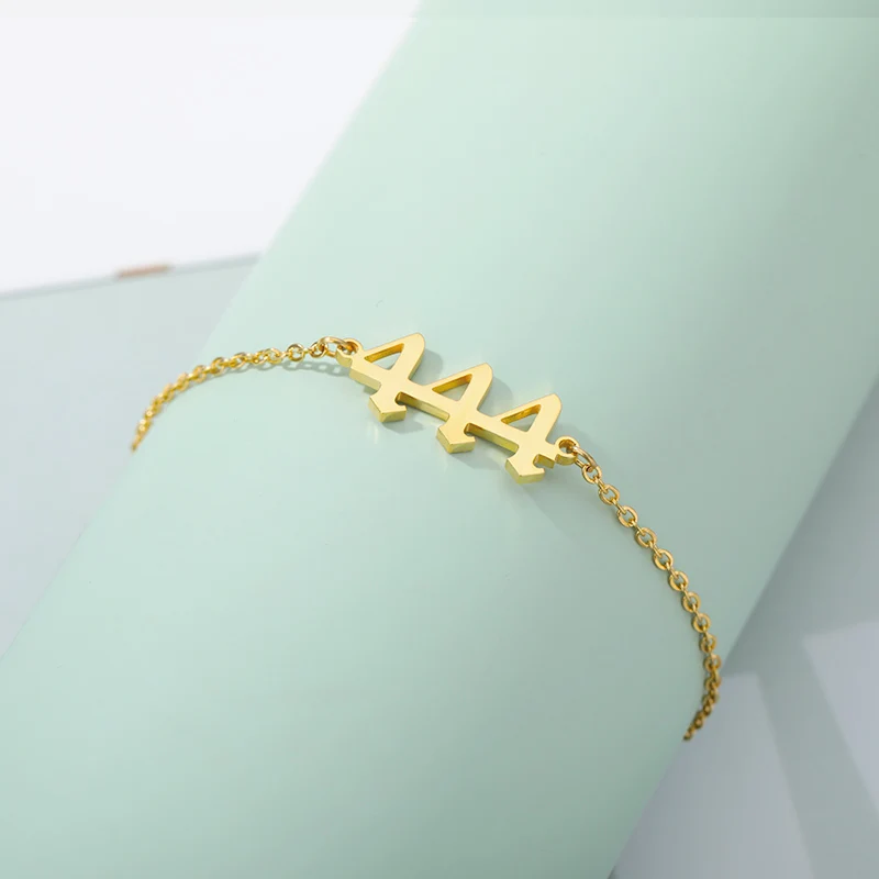 Goth Angel Number Wrist Bracelets Gold Stainless Steel 111 222 333 444 555 666 777 888 999 Devil Cuff Bracelet for Women Jewelry