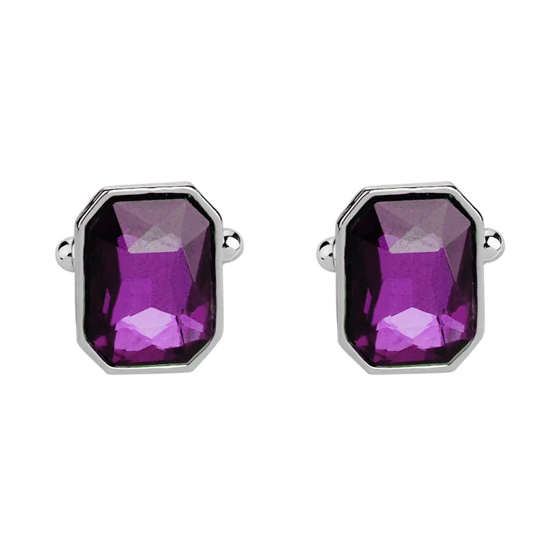 Luxury Blue Purple Cufflinks for Men High Quality Zircon Shirts Cuff Links Business Cuff Buttons Men's shirt Collar Pin Wedding