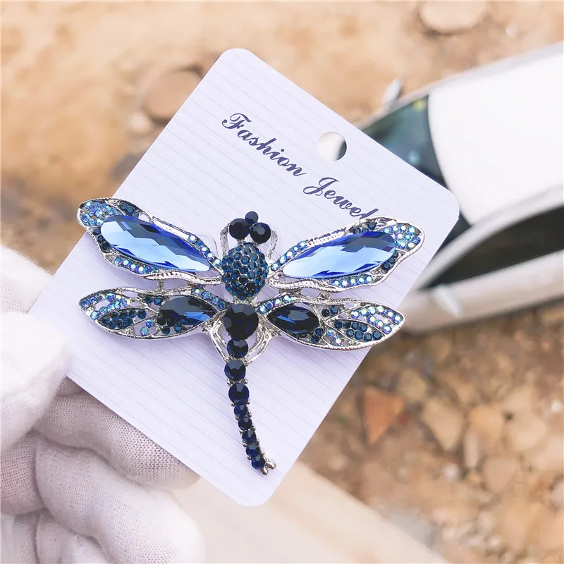 Blue Crystal Vintage Dragonfly Brooches for Women Insect Brooch Pins Dress Coat Accessories Rhinestone Badge Animal Jewelry Blue Crystal Vintage Dragonfly Brooches for Women Insect Brooch Pins Dress Coat Accessories Rhinestone Badge Animal Jewelry