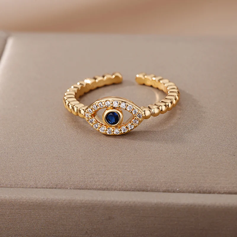 Blue Zircon Evil Eye Rings for Women Turkey Style Stainless Steel Lucky Finger Ring Wedding Engagement Bridal Jewelry anillos Blue Zircon Evil Eye Rings for Women Turkey Style Stainless Steel Lucky Finger Ring Wedding Engagement Bridal Jewelry anillos
