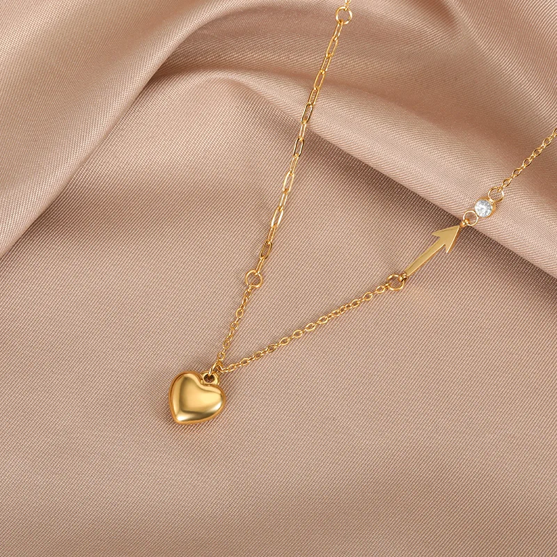 Minimalist Heart Necklaces For Women Stainless Steel Zircon Square Pendant Choker Fashion Festival Party Gift Jewelry