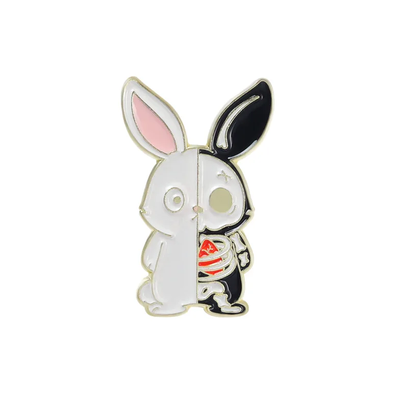 Creative Trendy Cartoon Skeleton Animal Ghost Cat Oil Drop Lapel Brooch Badge Pin Denim Bag Gift Men Women Fashion Jewelry