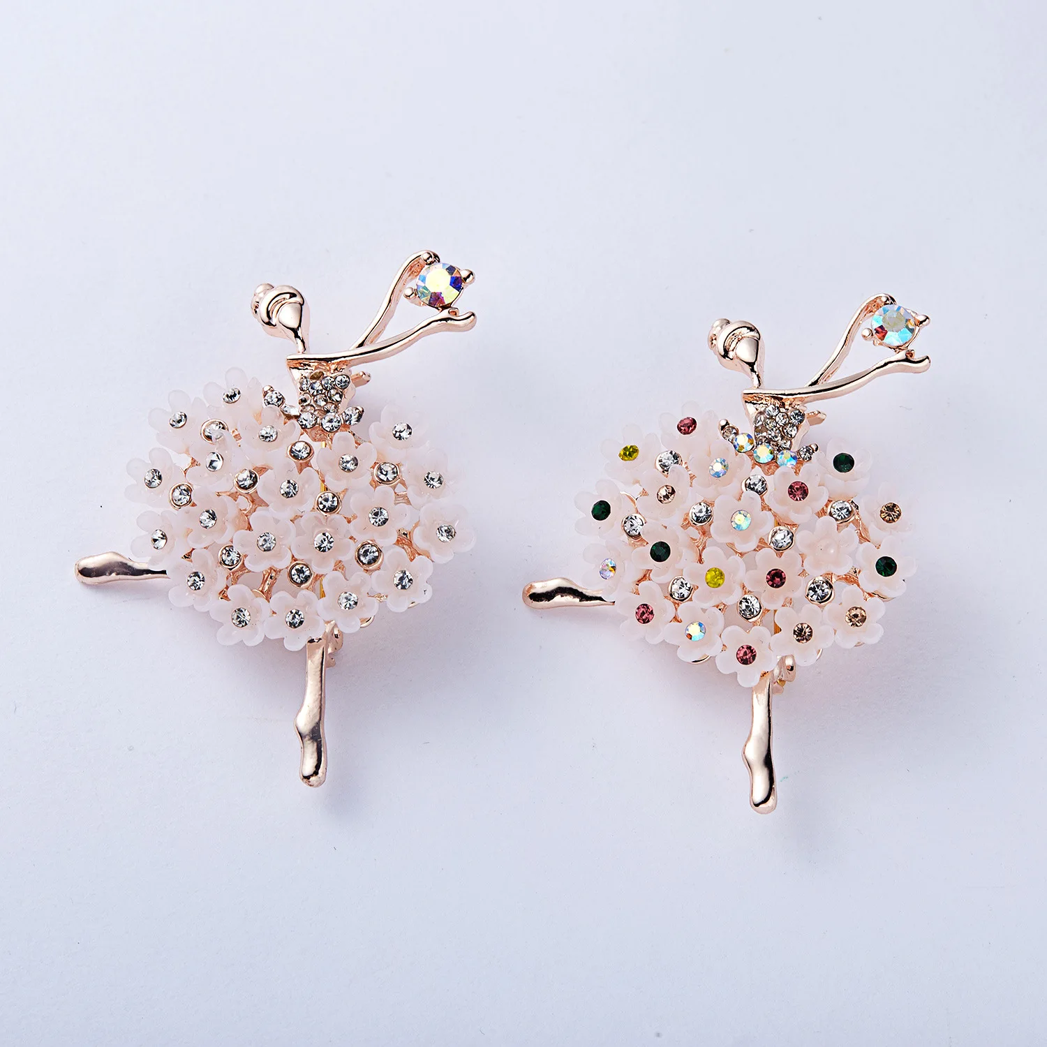 Fashion Multicolor Zircon Brooches For Women Rhinestone Pearl Dancer Girl Cute Brooch Pin Dress Jewelry Accessories Gift