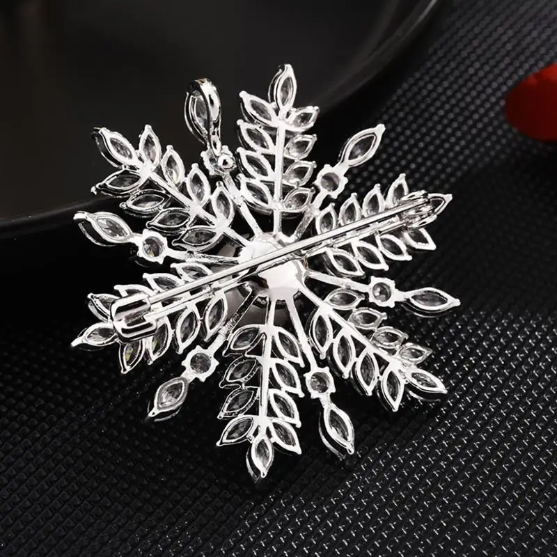 Fashion Brooch Women Breast Pink Snowflake Zircon Badge Snowflake Decor for Clothes Sweat Shawl Scarf