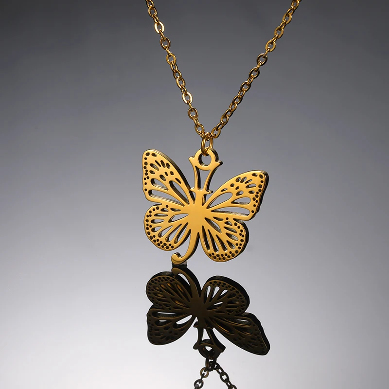 Initial Letter with Butterfly Necklace For Women Butterfly Jewelry Stainless Steel Alphabet Pendant Choker Necklace Female Gift Initial Letter with Butterfly Necklace For Women Butterfly Jewelry Stainless Steel Alphabet Pendant Choker Necklace Female Gift