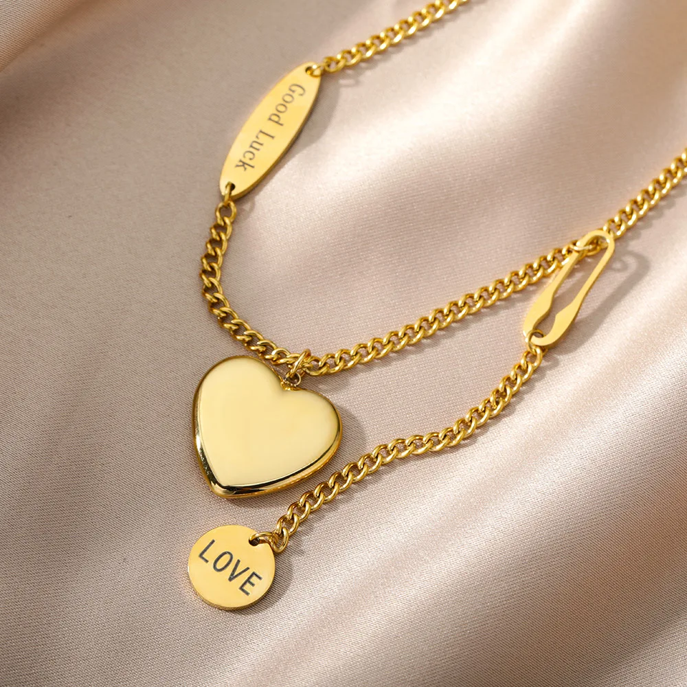 Stainless Steel Gold Color Multi-Layer Geometric Necklace For Women 2022 Trendy New Fashion Party Jewelry Collares Dropshipping