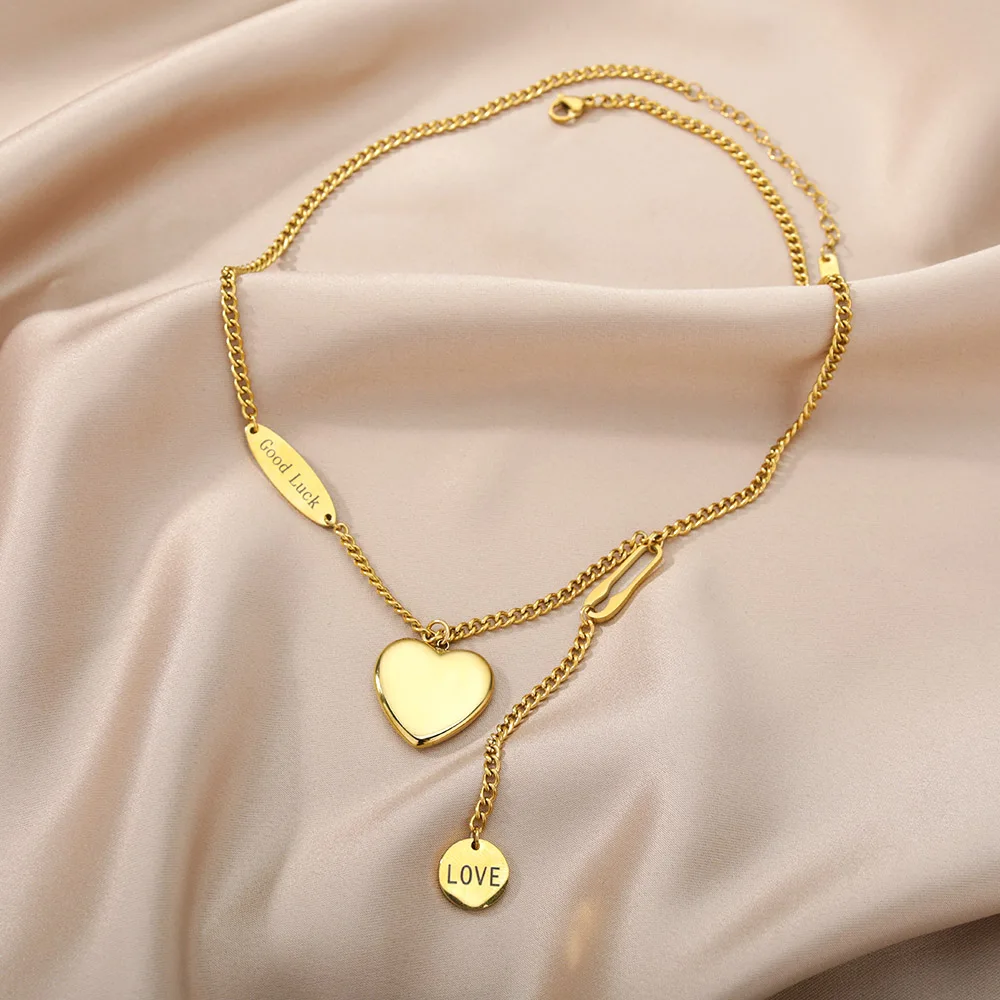 Stainless Steel Gold Color Multi-Layer Geometric Necklace For Women 2022 Trendy New Fashion Party Jewelry Collares Dropshipping