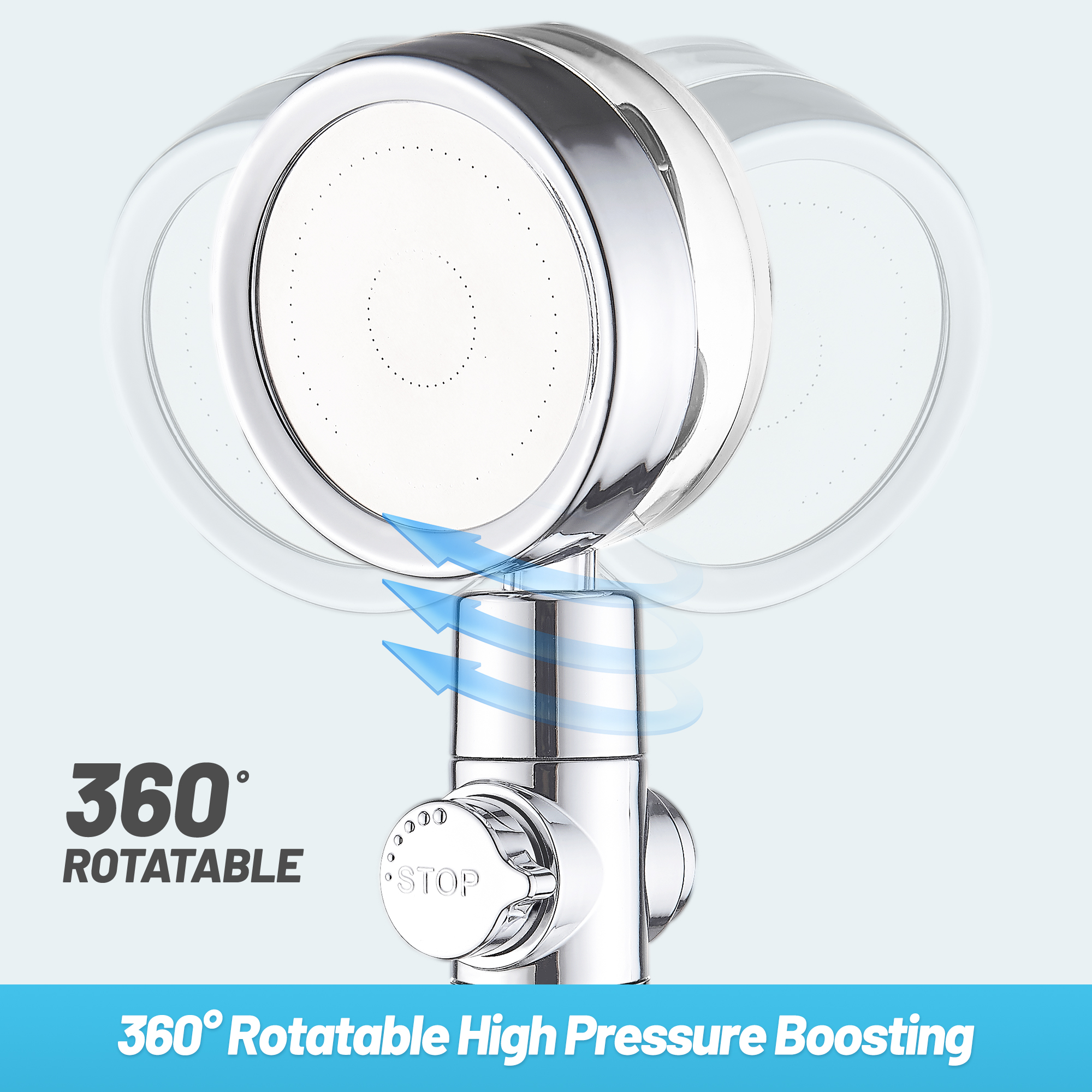 Turbo Propeller Water Saving Shower Head and Holder High Preassure Showerhead Rainfall with Fan Bathroom Accessories