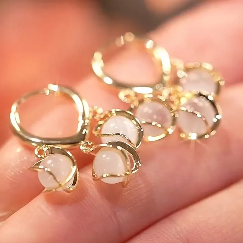 Opal Droplet Natural Stone Earrings Transparent Opal Aesthetic Girl Earring for Women Trendy Creative Jewelry Luxury Party