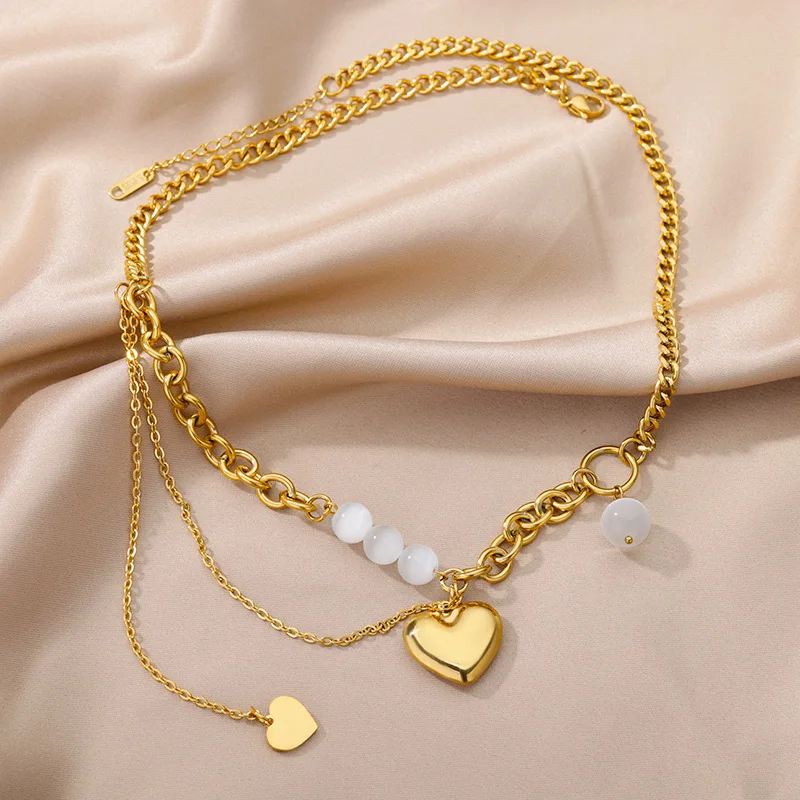 Stainless Steel Gold Color Multi-Layer Geometric Necklace For Women 2022 Trendy New Fashion Party Jewelry Collares Dropshipping