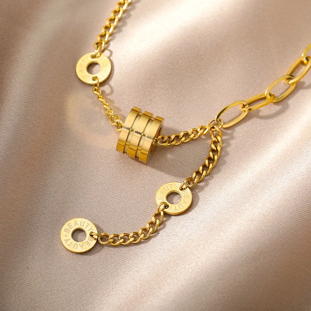 Stainless Steel Gold Color Multi-Layer Geometric Necklace For Women 2022 Trendy New Fashion Party Jewelry Collares Dropshipping