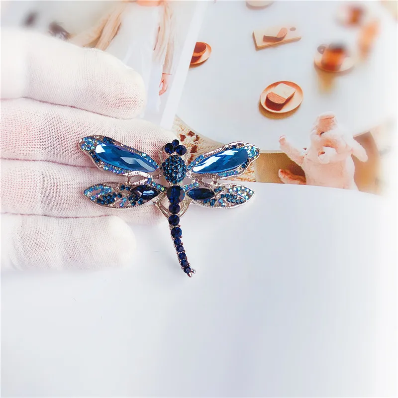 Blue Crystal Vintage Dragonfly Brooches for Women Insect Brooch Pins Dress Coat Accessories Rhinestone Badge Animal Jewelry Blue Crystal Vintage Dragonfly Brooches for Women Insect Brooch Pins Dress Coat Accessories Rhinestone Badge Animal Jewelry