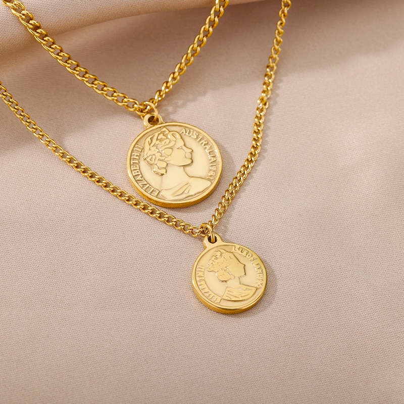 Stainless Steel Geometry Star Moon Butterfly Pendant Multilayer Chain Choker Necklace For Women Wedding Accessories Dropshipping