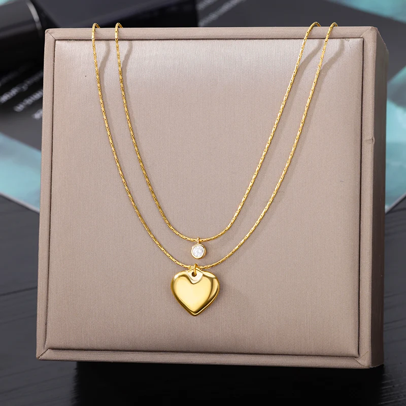 Stainless Steel Gold Color Multi-Layer Geometric Necklace For Women 2022 Trendy New Fashion Party Jewelry Collares Dropshipping