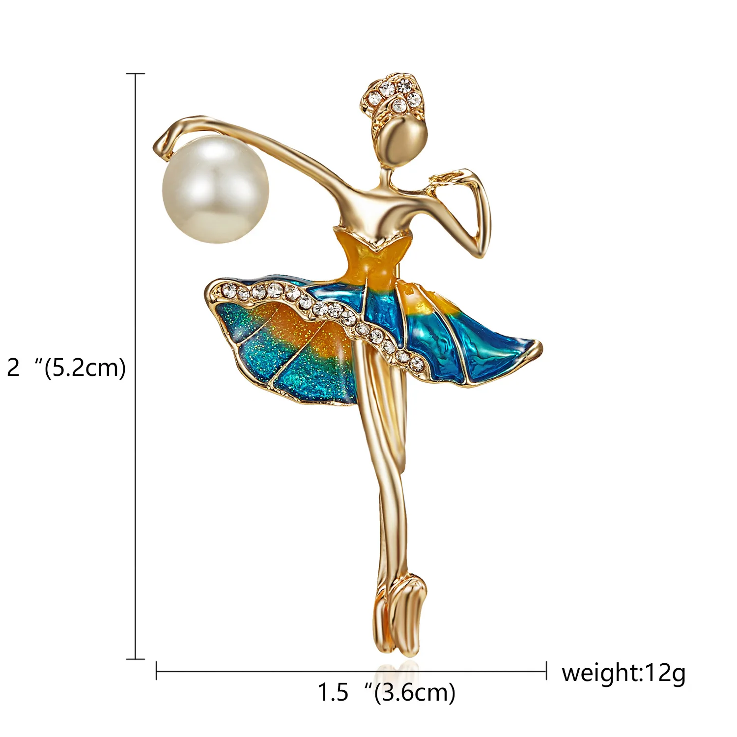 Fashion Multicolor Zircon Brooches For Women Rhinestone Pearl Dancer Girl Cute Brooch Pin Dress Jewelry Accessories Gift