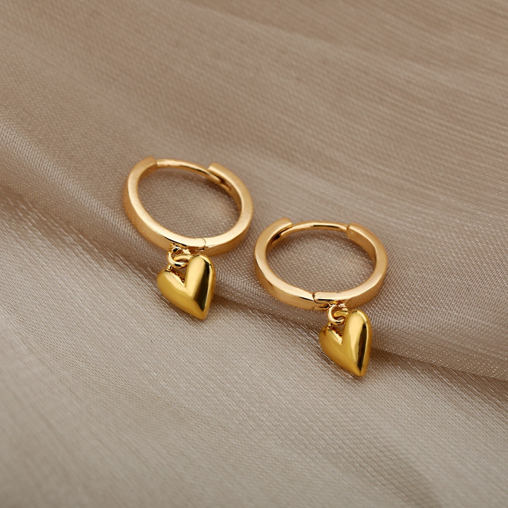 Heart Earring For Women Girl Stainless Steel Vintage Gold Love Heart Love Earring Accessorize Jewelry Gift Bijoux Femme 2022