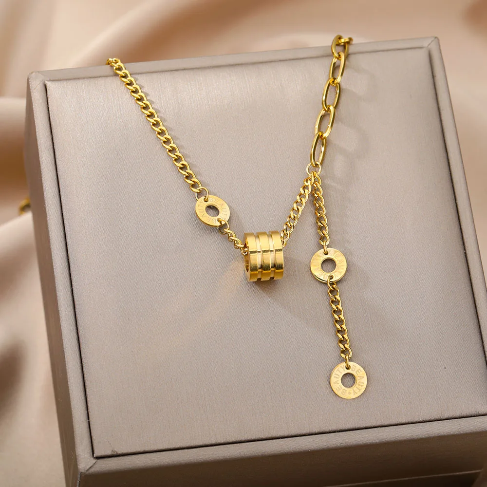 Stainless Steel Gold Color Multi-Layer Geometric Necklace For Women 2022 Trendy New Fashion Party Jewelry Collares Dropshipping