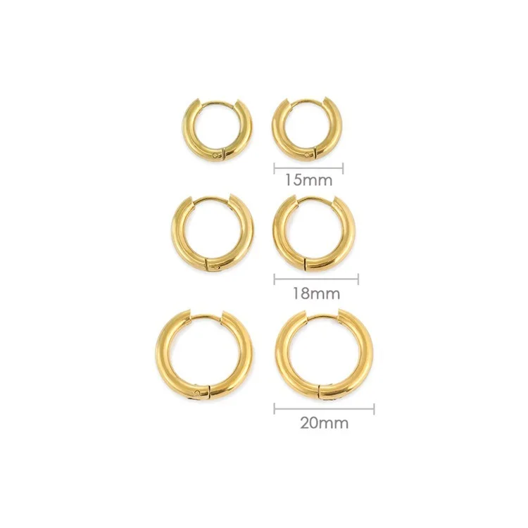 Classic Stainless Steel Round Hoop Earrings For Men Dia 15/18/20mm Circle Hoop Earring Men Piercing Ear Buckle 1Pair
