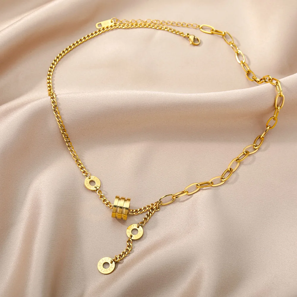 Stainless Steel Gold Color Multi-Layer Geometric Necklace For Women 2022 Trendy New Fashion Party Jewelry Collares Dropshipping