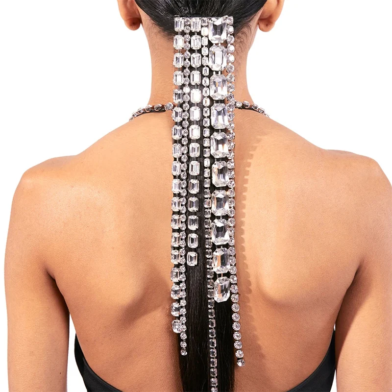 Stonefans Big Crystal Hair Chain Indian Bridal Headpiece Jewelry Accessories For Women Boho Headband Long Tassel Hairband Luxury Stonefans Big Crystal Hair Chain Indian Bridal Headpiece Jewelry Accessories For Women Boho Headband Long Tassel Hairband Luxury