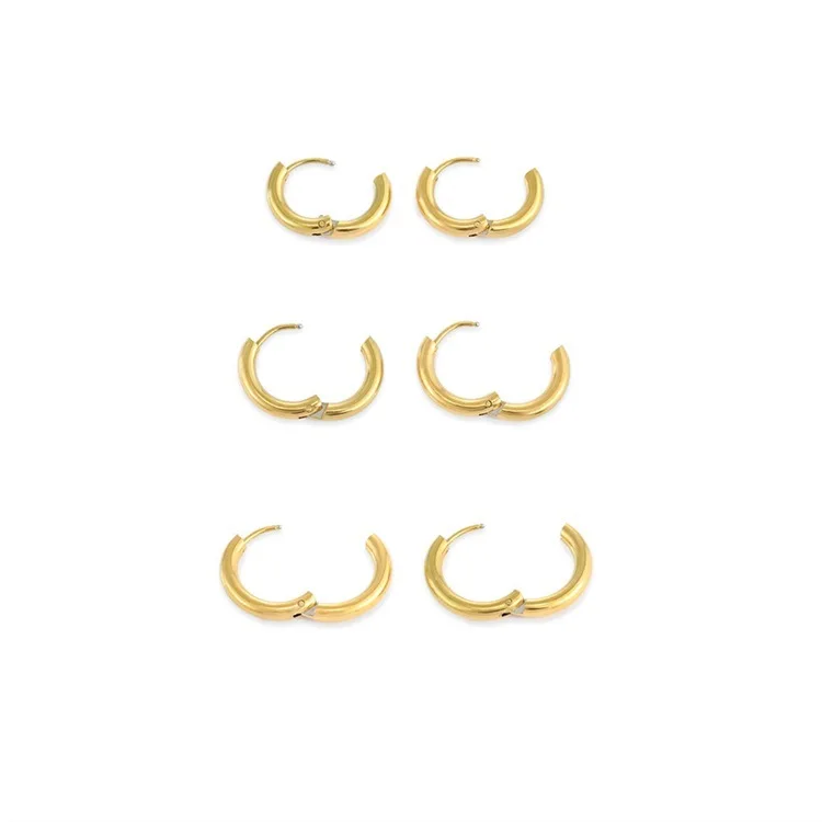 Classic Stainless Steel Round Hoop Earrings For Men Dia 15/18/20mm Circle Hoop Earring Men Piercing Ear Buckle 1Pair