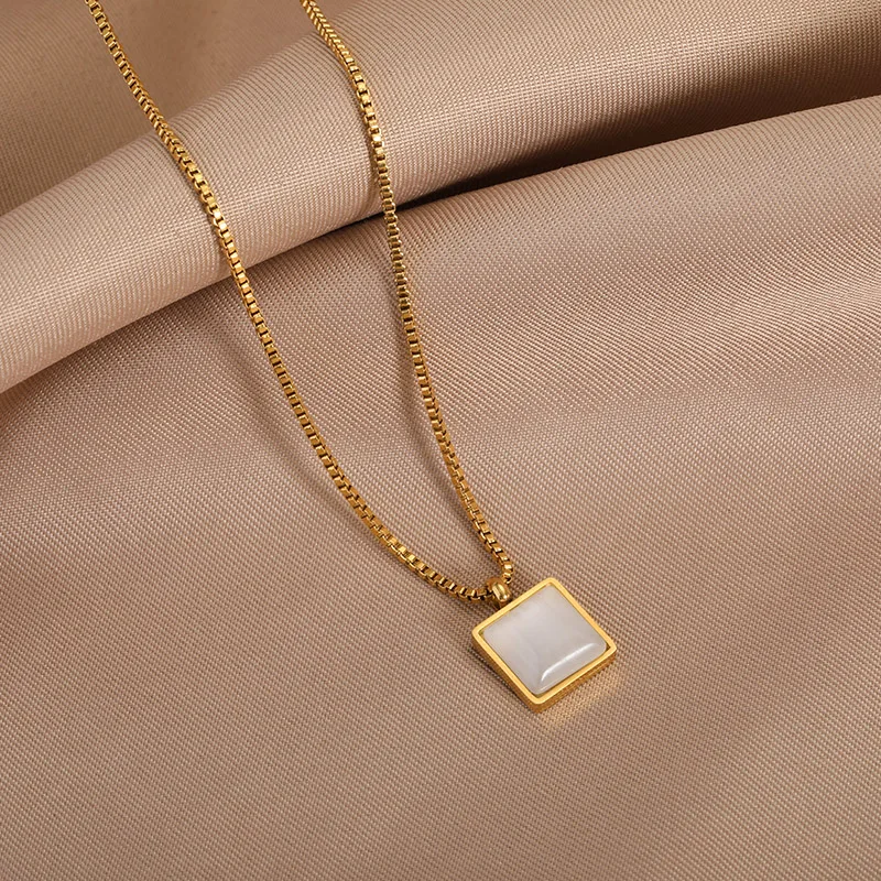 Minimalist Heart Necklaces For Women Stainless Steel Zircon Square Pendant Choker Fashion Festival Party Gift Jewelry