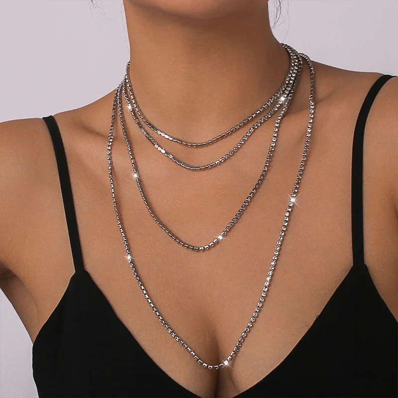 Stonefans Sexy Shiny Rhinestone Multilayer Necklaces for Women Fashion Irregular Y Shape Claw Chain Collar Jewelry Accessories